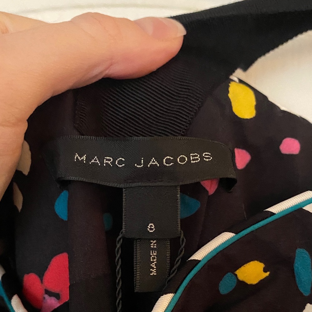 NWT Marc Jacobs Black Dress with Multicolor Polka Floral Print - Picture 2 of 8